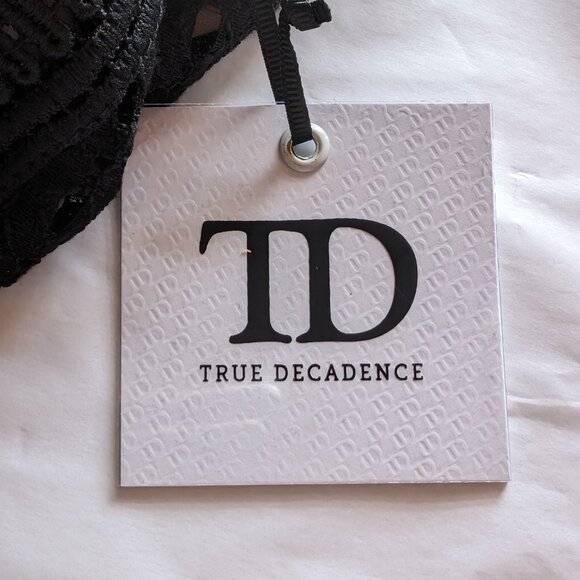 TRUE DECADENCE NWT Lace Ruffle Crochet PENCIL dress Size 10 or S - M SLIM FIT - Picture 11 of 17